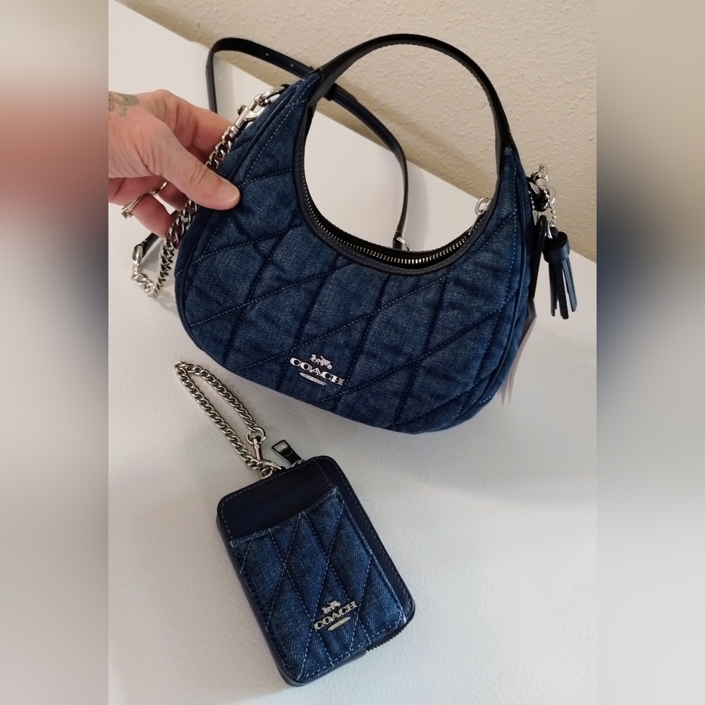 Coach Denim Mini Crossbody Bag NWT With Coach Denim Card Case Wallet NWT - Picture 3 of 13